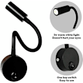 Miniatyrbillede 3 af 5: 2-delt Sort 3W Vægreolæsningslampe, Fleksibelt Justerbar Halslys Aluminium Skrivebordslampe, Natlampe med Afbryder LED Øjenpleje (Varmt Hvidt)