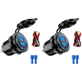Miniatyrbillede 1 af 5: 2 stk. QC3.0 dobbelt USB-billader 12V/24V lighter-stikkontakt med blå lys-touch-kontakt