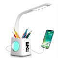 Miniatyrbillede 1 af 5: LED Skrivebordslampe med Penneholder/Tid/Kalender Display - USB Natteatmosfærisk Lys