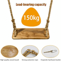 Miniatyrbillede 2 af 5: Trægynge Trægyngesæde med Holdbar Justerbar Jutetov Trægynge til Børn Teenagere Voksne V7110C (med Forbindelsesbælter)..