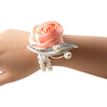 Miniatyrbillede 1 af 5: Pige Bridesmaids Bryllups Håndleds Corsage Bryllups Håndleds Blomst Corsages Stræk Armbånd til Bryllup Prom Hjemkomst Fest Håndlavede Blomster Dekoration med Fa
