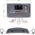 Miniatyrbild 5 av 5: 12V 24V MPPT Solcellsladdningsregulator Intelligent Display Dubbel USB Spänningsstabilisering Regulator Skydd (20A)