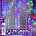 Miniatyrbillede 3 af 5: Lysgardin, 3x3M 300 LED Lysguirlande 8 Lystilstande, Fjernbetjening og Timer, Vandafvisende LED-guirlande Julepynt, Bryllup, Fødselsdag