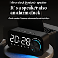 Miniatyrbild 2 av 5: Digital Spegelväckarklocka LED-display Musikspelare Radio Bordsklocka Utomhus Utan Bluetooth-högtalare