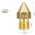 Miniatyrbillede 4 af 5: 60 stk 0,4 mm MK8 3D-printerekstruderdyse til Anet A8 MK8 -10 -10S S4 S5 3Pro 5