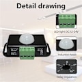 Miniatyrbillede 2 af 5: DC 12V/24V LED Bevægelsessensor, Bevægelsessensor Krop, PIR Infrarød Bevægelsessensor Kontakt, Trådløs Pære Automatisk Dæmper