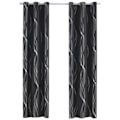 Miniatyrbilde 1 av 5: Blackout-gardiner 52 x 84 tommer 2 paneler Termisk isolerte ringgardiner, Svart