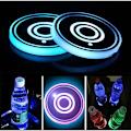 Miniatyrbilde 1 av 5: 2-pak LED koppholder, LED-bilbrikke med 7 farger lysende koppunderlag, USB-ladekoppmatte for kopptilbehør, interiørdekor, lys