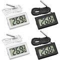 Miniatyrbillede 1 af 5: Mini digitalt LCD-termometer med temperaturføler-sensor-tester til køleskabe, frysere, akvarier (2x sort, 2x hvid)