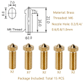 Miniatyrbild 2 av 5: 15-dels Munstycke Set, 3D-skrivare, 7 st Mässingmunstycken 0,4 mm & 2 st 0,2 mm, 0,6 0,8 1,0 - Guld