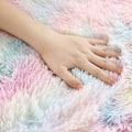 Miniatyrbillede 2 af 4: Nordisk Regnbue Tie-Dye Plys Tæppe Rundt Blødt Fluffy Regnbue Tæppe