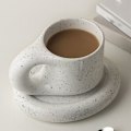 Miniatyrbilde 5 av 5: 300ml Håndlaget Håndtakskopp og Skål Oval Plate Keramisk Kopp for Kaffe Melk Te Kake Nordisk Hjemmedekor