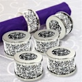 Miniatyrbilde 2 av 5: 6-pak Krystallglass Serviettholdere Sølv Diamant Servietringer, Knust Borddekking Bling Spenner
