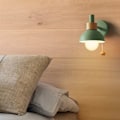 Miniatyrbillede 2 af 5: LED Vægskinne med Afbryder, Trævægslampe, Indendørsbelysning, Dekoration, Sengelampe, Soveværelse, Stue med Pære B
