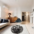 Miniatyrbild 1 av 5: 3D-illusionmatta 100 cm Rund Vortex 3D-virveltryck Optisk Illusion Halksäker Ovävd Svart och Vit Golvmatta för Matrum Hem Sovrum
