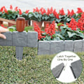 Miniatyrbilde 4 av 5: Steinutseende plen - Fleksibelt plastgjerde for hage - Kanting for plenklipping - Hagepalisade - Perfekt som dekorativt gjerde for palisade (10 deler/2,5 m)-