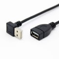 Pikkukuva 4 / 5: USB 2.0 -urosliitin naarasliittimeen jatkokaapeli 25cm 90 asteen kulmajatke urosliittimestä naarasliittimeen