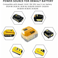 Miniatyrbilde 5 av 5: Batteriadapter for Dewalt 14.4V/18V/20V Lithium-Ion batteri, DC-kontakt og LED-arbeidslys og dobbel USB-lader, strømforsyning, kompatibel med D