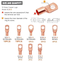 Miniatyrbillede 2 af 5: 120 stk. Krympeterminaler 6/10/16/25mm², 8 Størrelser M6 M8 Batterikrympeterminal, Elektrisk Terminal Rørformede Terminaler SC Terminaler Kobberring Kabel