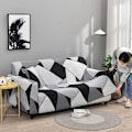 Miniatyrbillede 5 af 5: Sort og hvidt sofaovertræk til polyester elastiske sofaovertræk sofa stolbeskytter (XL)