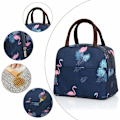 Miniatyrbillede 3 af 5: Navy Flamingo Cool Bento Taske Bento Taske Bærbar Isoleret Frokostpose Cool Frokostpose Picnic Tote Taske Isoleret Pungpose Vandtæt Lærred Damer, Sol