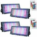 Miniatyrbilde 1 av 5: Pakke med 4 dimbare RGB LED-flomlys for utendørs, IP66 vanntett med fjernkontroll, 16 farger, 4 lysmoduser for utendørs og innendørs (
