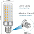 Miniatyrbillede 2 af 5: E27 LED Majs Pære 30w, AC175-265V, Varmt Hvidt 3000K 2500LM, Ikke-Dæmpbar, 300W Halogen Pære Ækvivalent, LED Majs Pære til Lysekroner, Loftlampe