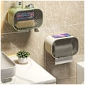 Miniatyrbillede 3 af 5: Multifunktionel vægmonteret toiletrulleholder uden stansning badeværelse toilet vandtæt og støvtæt papirhåndklæderullepumpe lys luksus toiletrulleboks
