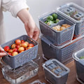 Miniatyrbillede 5 af 5: Køkken Plast Opbevaringsboks Frugt Opbevaringsboks Køleskab Opbevaring Sigte Opbevaringsarrangør Kurv Køkkenværktøj,S+M+L