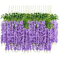 Miniatyrbillede 1 af 5: 24 stk./sæt 3,6 fod/stykke Kunstige Blomster Falsk Glycin Vine Hængende Girland til Hjem Have Fest Bryllup Dekoration Simulation Blomst (24, Lilla)