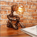 Miniatyrbilde 3 av 5: Robot skrivebordslampe Retro industriell skrivebordslampe Kreativ metall jernrør lysbesparende skrivebordslampe Sengelampe nattlampe LED skrivebordslampe，（1 stk，uten pære）