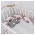 Miniatyrbilde 4 av 5: Kampanje Baby Seng Bumper—1.5M Seng Bumper Slange Pude Fletning Pude Bumper Fløjl Baby Beskyttelse Anti-Kollisions Stof Hegn (Hvid+Grå+Pink)