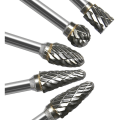Miniatyrbillede 3 af 5: 10 stk. dobbeltsnit tungstenstål solide hårdmetal roterende fræsere sæt 3 mm skaft bor bit twist stænger til Dremel roterende værktøjer