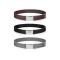 3 st Spädbarn Barn Elastiskt Band Justerbart Spänne Elastiskt Bälte Silver Fyrkantigt Spänne för Pojkar Flickor