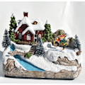 Miniatyrbilde 3 av 5: Julelandsbyhus, LED-belysning Vinterjulelandsby og Miniatyrjulefigurer (Skistil)