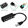 Miniatyrbilde 2 av 5: RJ45 Ethernet-kabelsplitter, 1 til 3 kabel Ethernet-splitter egnet for Super Cat5, Cat5e, Cat6, Cat7 LAN Ethernet