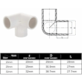 Miniatyrbillede 3 af 3: 10 stk. 32mm PVC 3-vejs fittings, vandrørsfittings, tredimensionelle T-fittings