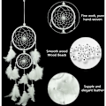 Miniatyrbilde 2 av 5: Fjærdreamcatcher, stor drømmefanger med 2 sirkler for soverom, hjemmedekorasjon, veggdekor, mobil dekorativ gave til jenter og barn (hvit)