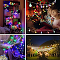 Miniatyrbilde 4 av 5: Utendørs lyslenke, fargerike pærer, 12M, 100 LED, julelyslenke for fester, hager, balkonger og innendørs, jul, barnerom, fest