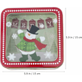 Miniatyrbilde 4 av 5: Juleblikkgaveeske Godteri Kjeks Firkant Godteribeholderboks Juledekorasjon Tinn Gaveeske Kjeksboks(15x15x5.5cm)