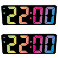 Miniatyrbild 1 av 4: 2X Digital väckarklocka med färgglad LED-display Modern skrivbords klocka Klockor för (Svart skal D-modell)