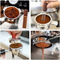 Miniatyrbillede 3 af 5: Espresso Kaffeerührer Espresso Dosierwerkzeug Tragbare Espresso Dosierwerkzeuge, 6 Nadeln in Walnussfarbe