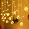 Miniatyrbillede 1 af 5: Snefnug Vindue, 4m 96 LED Gardinlys Julelys med 8 Blinktilstande, LED Snefnug Lysstreng, LED Gardinlys til Jul