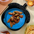 Miniatyrbillede 4 af 5: Airfryer Silikone Gryde, 2 Stykker Airfryer Tilbehør 20 cm Rund og Genanvendelig Komprimeret Airfryer Tilbehør til Madlavningsrist, Stegning (Tilfældig farve)