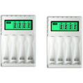 Miniatyrbilde 1 av 5: 2X Intelligent LCD Display Batterilader med 4 NiCd NiMh AA / AAA Spor