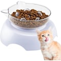Miniatyrbild 3 av 5: Anti-Glutton Kattmatskål, Transparent, Justerbar Enkel Skål, med Höjt Stöd, Vatten och Mat, Förebygg Halsbesvär