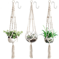 Miniatyrbild 2 av 5: Set med 3 Macrame Hängande Korgar Bomullsrep Hängande Korg Blomkruka Växtställ Hängare för Inomhus Utomhus Tak