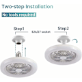 Miniatyrbild 2 av 5: 2-i-1 LED-takfläkt, 30W Ljus Takfläkt med fjärrkontroll, E27 Konverteringsbas, Justerbar 3 Hastigheter, 3 Färger Dimbar LED, för Sovrum Kontor