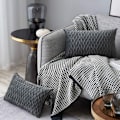 Miniatyrbilde 2 av 5: Fløyels putetrekk 30x50cm for stue sofa, sett med 2 enkle mønster firkantede putetrekk soverom dekorasjon, grå