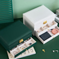 Miniatyrbillede 3 af 5: Europæisk Prinsesse Stor Kapacitet Multifunktionel PU Læder Opbevaringsboks Fødselsdag Bryllup Gave (A)